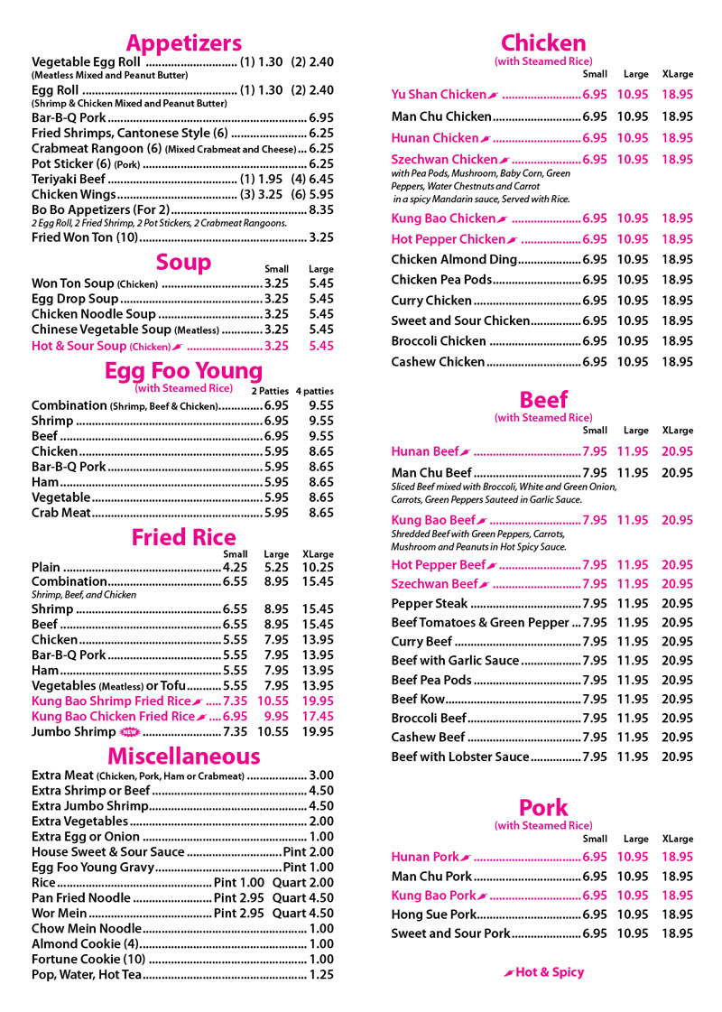 menu